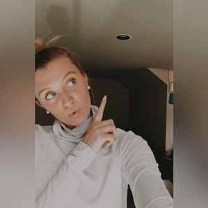 Blue and white stripped Oiselle athletic top